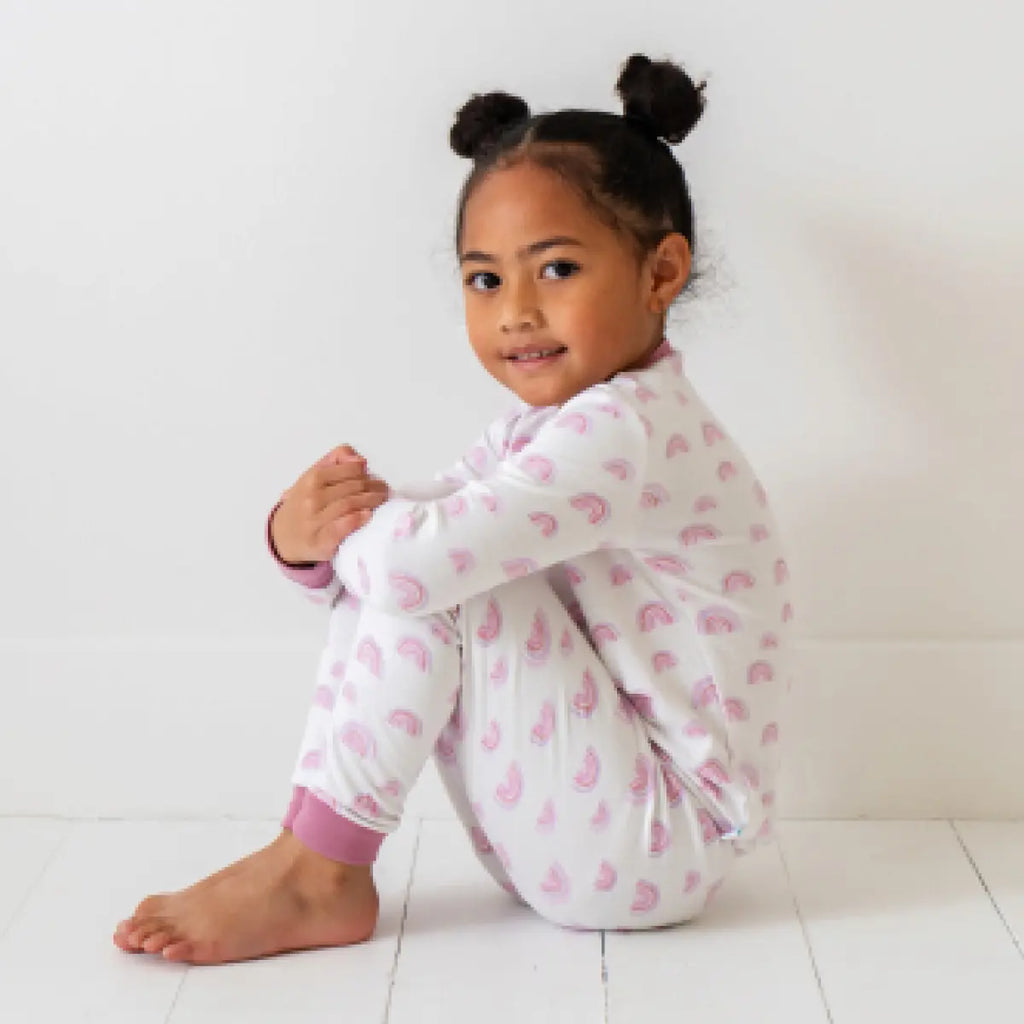 Toddler/Kids Bamboo Pajamas - Pink Rainbow Dreamland Baby