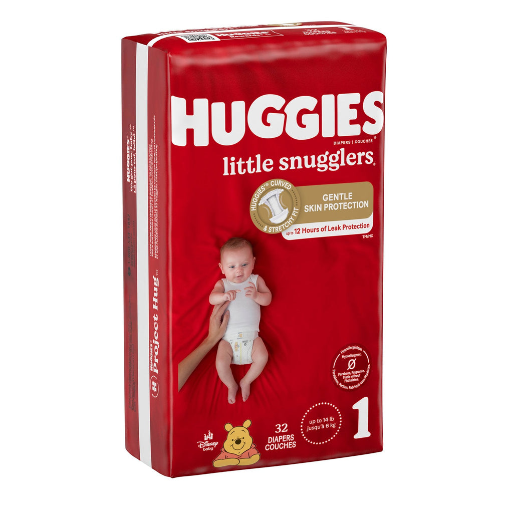 Unisex Baby Diaper Huggies® Little Snugglers Size 1 Disposable Heavy Absorbency (32 Count) with Leak Lock System, Gentle Skin Protection, and Disney designs