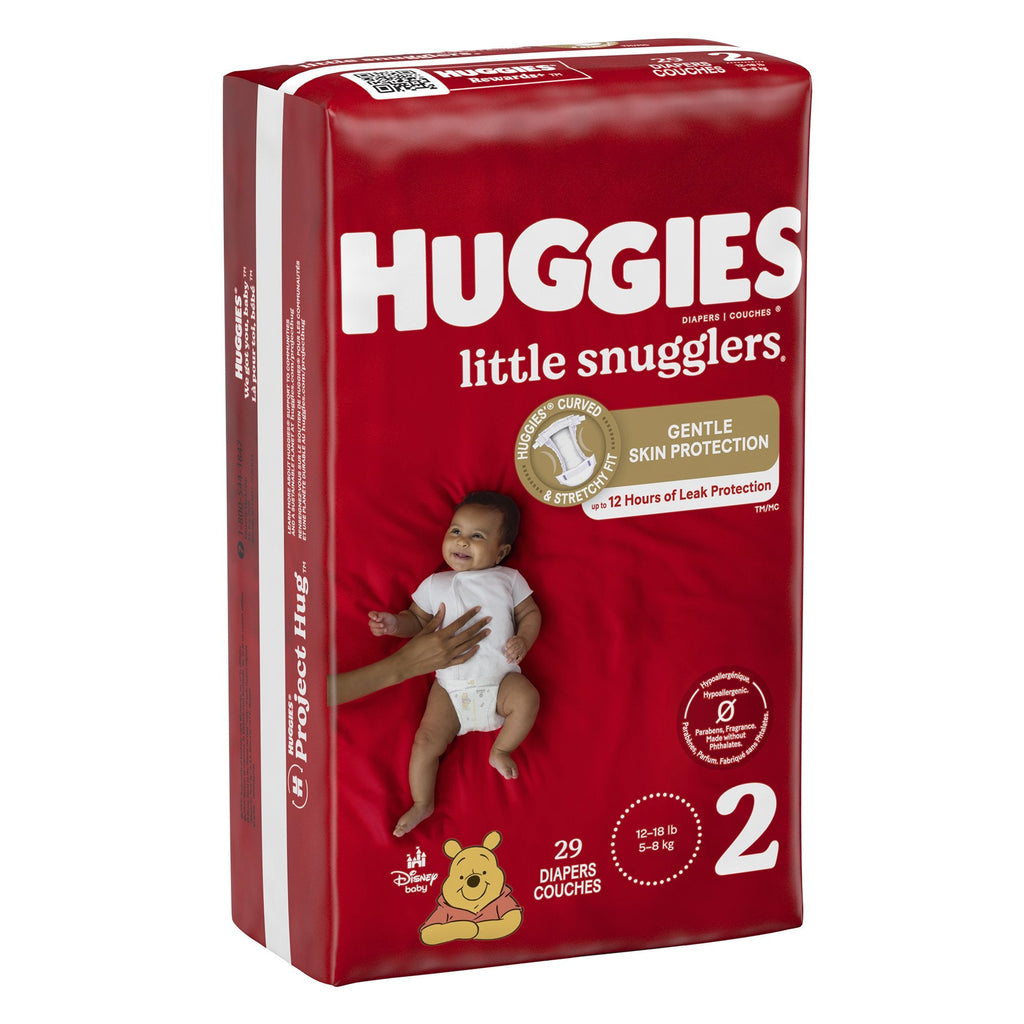 Unisex Huggies® Little Snugglers Size 2 Disposable Heavy Absorbency Baby Diaper with Leak Lock System, Gentle Skin Protection, and Disney Kid Design (Winnie The Pooh) - 29 Count