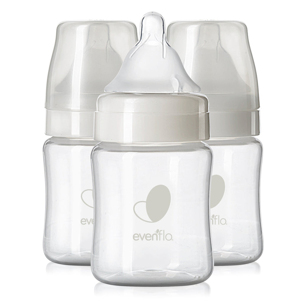 Evenflo Balance+ Wide Neck 5 oz Baby Bottle Pack of 3, Food Grade Material, Developed with Pediatric Feeding Specialists, Integrated Vent, Slow Flow Nipple, Molded Measurement Markers, BPA-Free, FDA-Approved