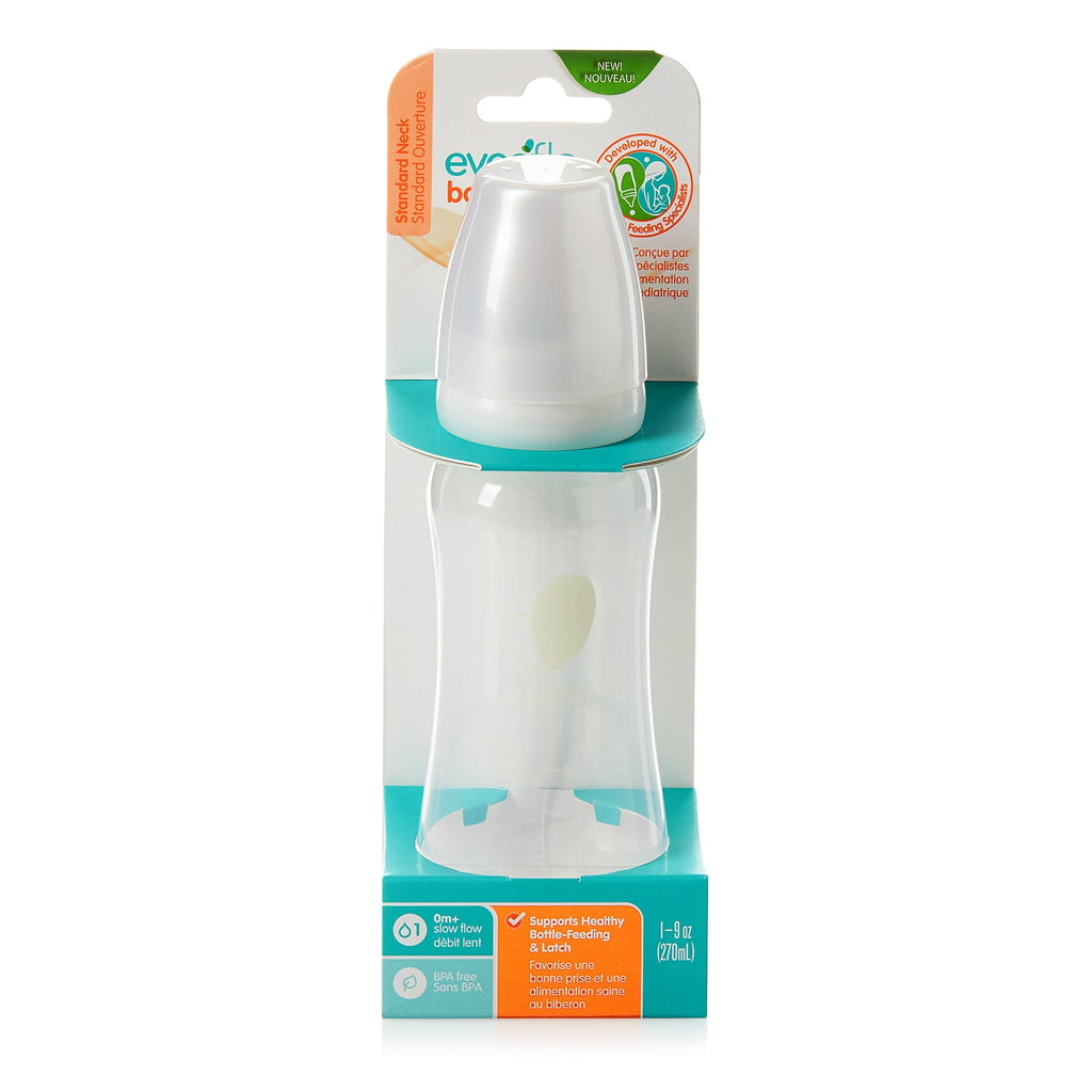 Evenflo Feeding Balance + Standard Neck 9 oz Baby Bottle made of Food Grade Material with Slow Flow Nipple and Integrated Vent to Prevent Colic and Gas