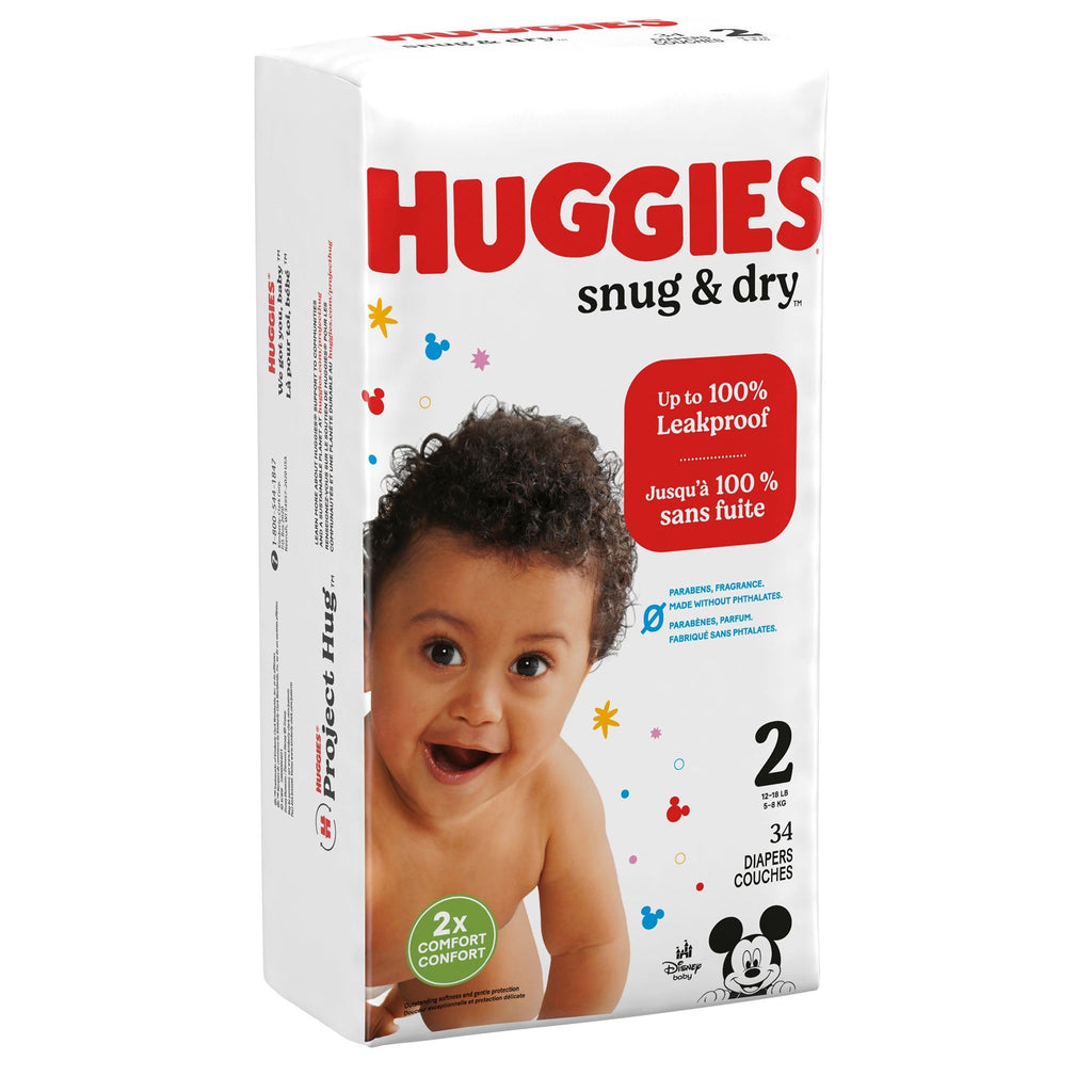 Unisex Baby Diaper Huggies® Snug & Dry Size 2 Disposable Heavy Absorbency (34 Count) with Polypropylene / Polyethylene Backing, Refastenable Tabs, and Exclusive Disney Designs