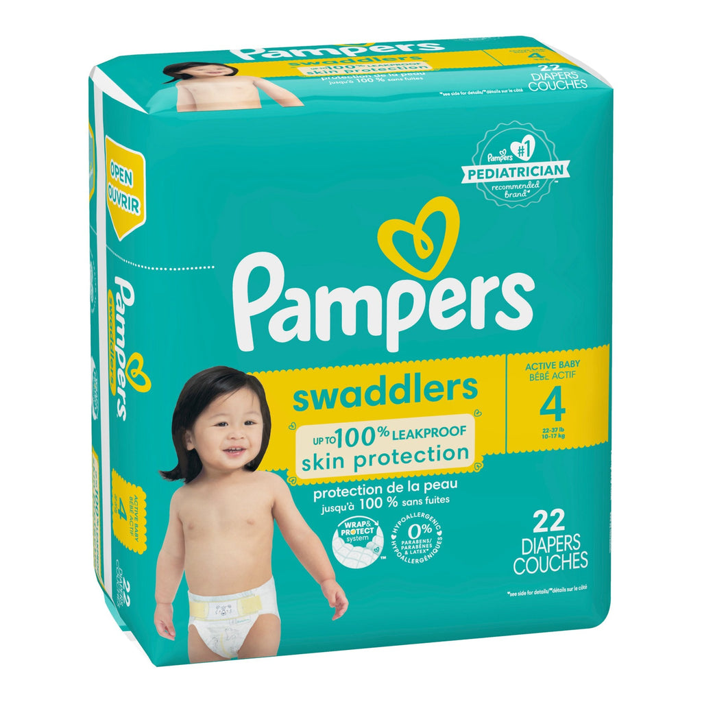 Unisex Baby Diaper Pampers® Swaddlers™ Size 4 Disposable Heavy Absorbency with Heart Quilts™ liner and wetness indicator