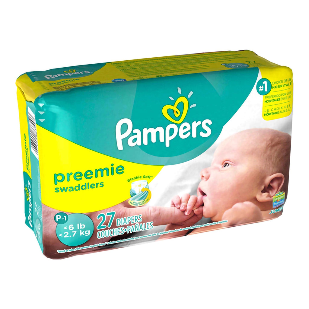 Unisex Baby Diaper Pampers® Swaddlers™ Preemie Disposable Heavy Absorbency for Up to 6 lbs with Heart Quilts™ Liner, Umbilical Cord Notch, and Wetness Indicator