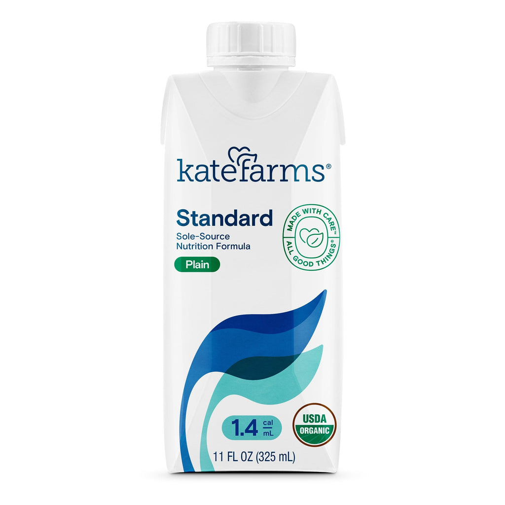 Kate Farms Standard 14 Plain Flavor Liquid 11 oz Carton: Plant-based, organic, high calorie oral supplement for pediatric to adult users