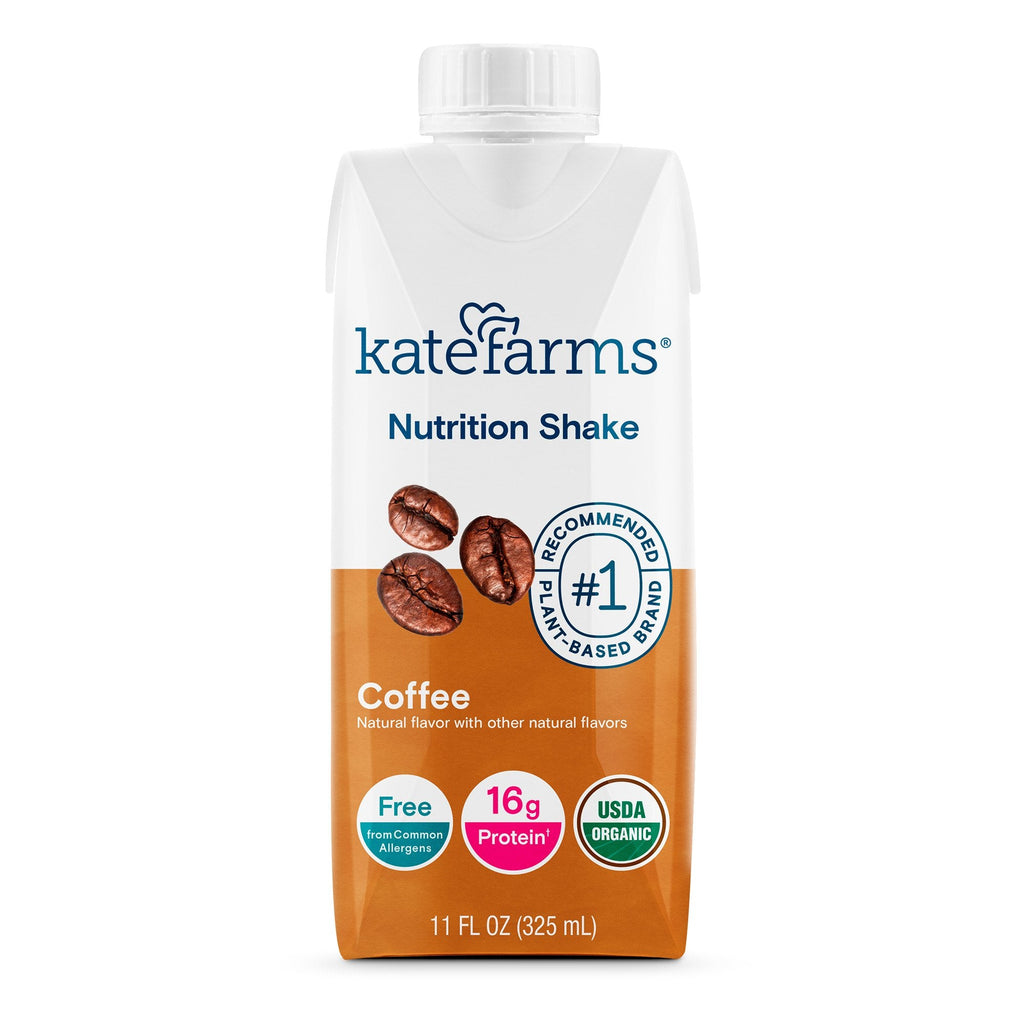 Kate Farms Nutrition Shake Coffee Flavor Liquid 11 oz Carton (Case of 12) - USDA organic, Non-GMO, plant-based shake with no dairy, soy, gluten, or artificial ingredients