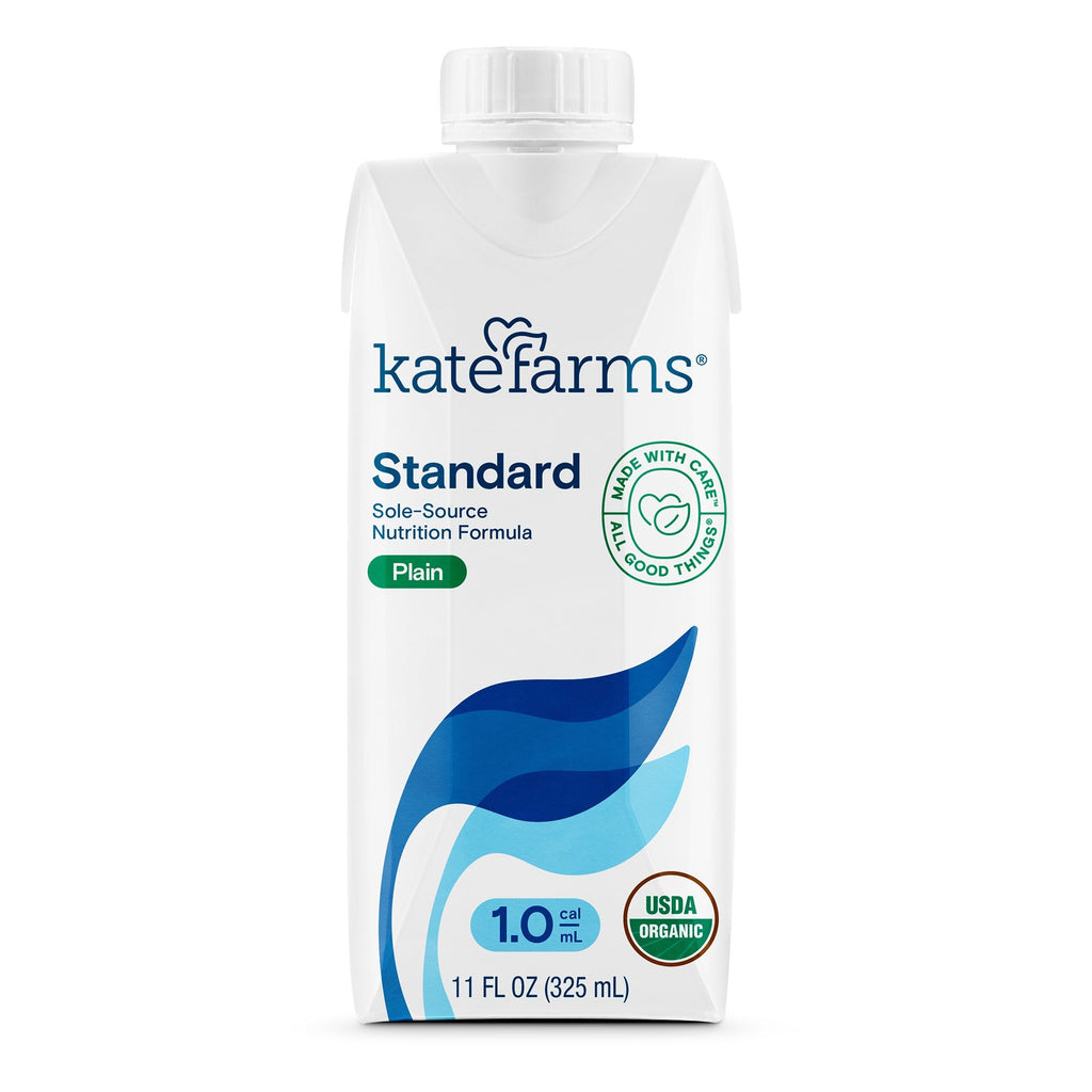 Kate Farms Standard 10 Plain Flavor Liquid 11 oz Carton, a plant-based, organic oral supplement with organic pea protein for tolerance, easy digestion, and support for patients with increased nutritional needs or intolerance