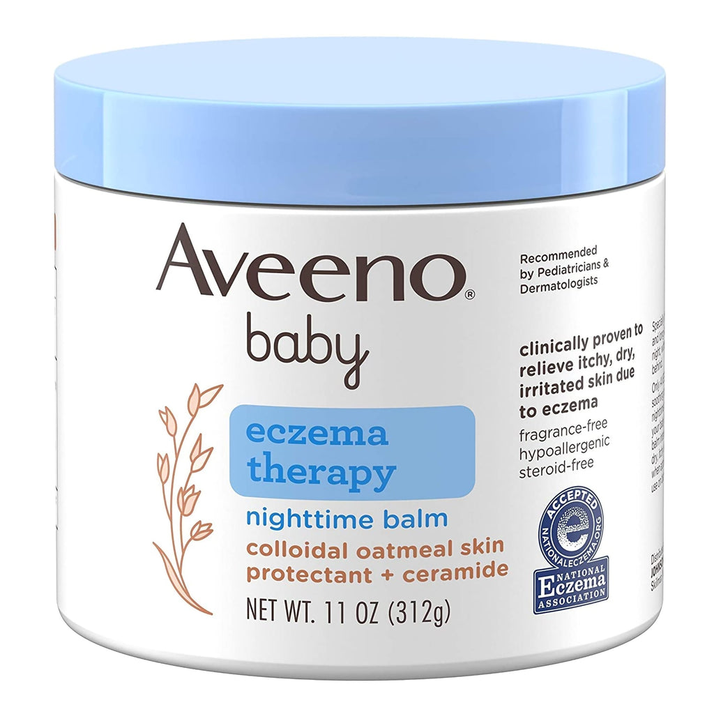 Aveeno® Baby Eczema Therapy Nighttime Balm 11 oz Jar Unscented Ointment for soothing dry, irritated skin and helping baby sleep longer