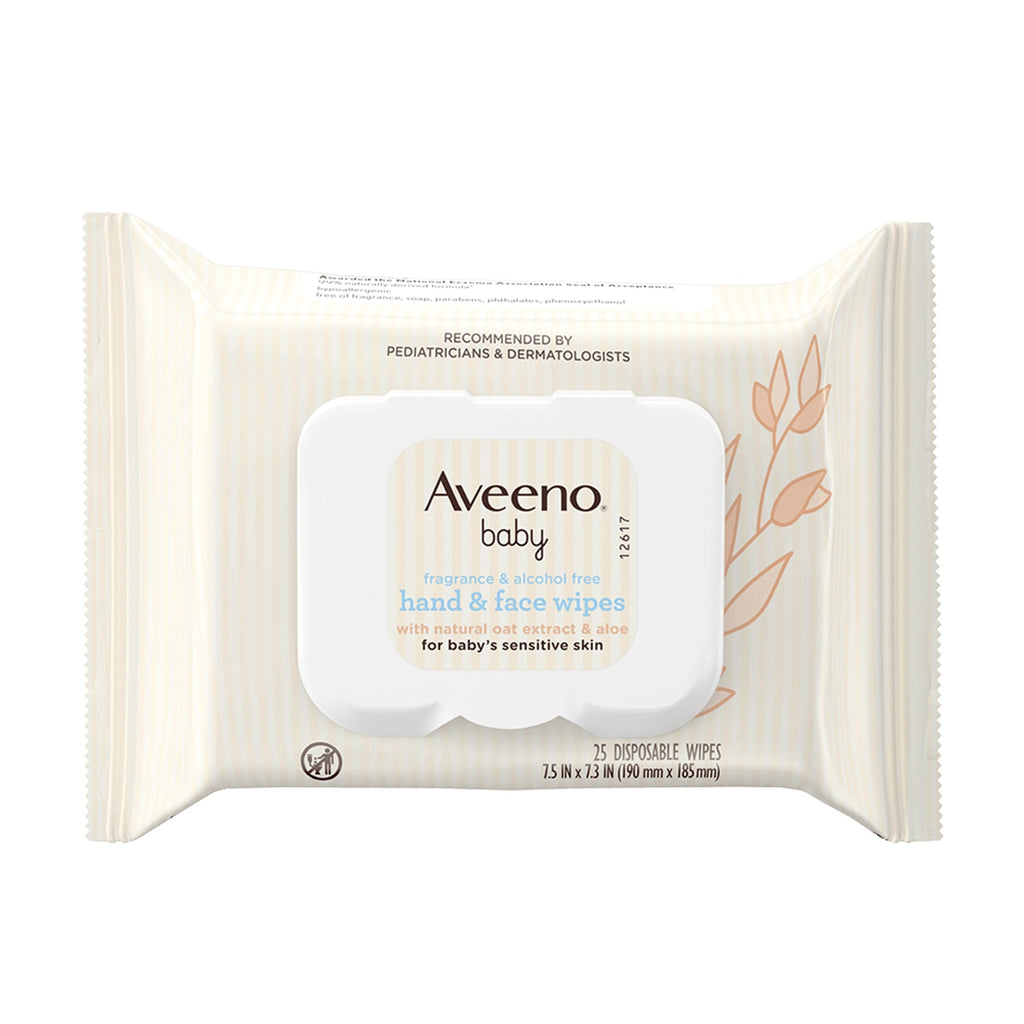 Aveeno® Baby Soft Pack Unscented Baby Wipe with Natural Oat Extract and Aloe for Gentle Everyday Use (25 Count) - Fragrance-Free, Phthalate-Free, Paraben-Free, Sulfate-Free, Dye-Free, and Alcohol-Free - McKesson 1228863