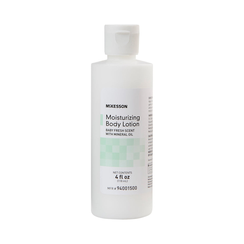 McKesson 4 oz Bottle Baby Fresh Scent Hand and Body Moisturizer Lotion Soothes and Moisturizes Dry Skin, Not Made with Natural Rubber Latex