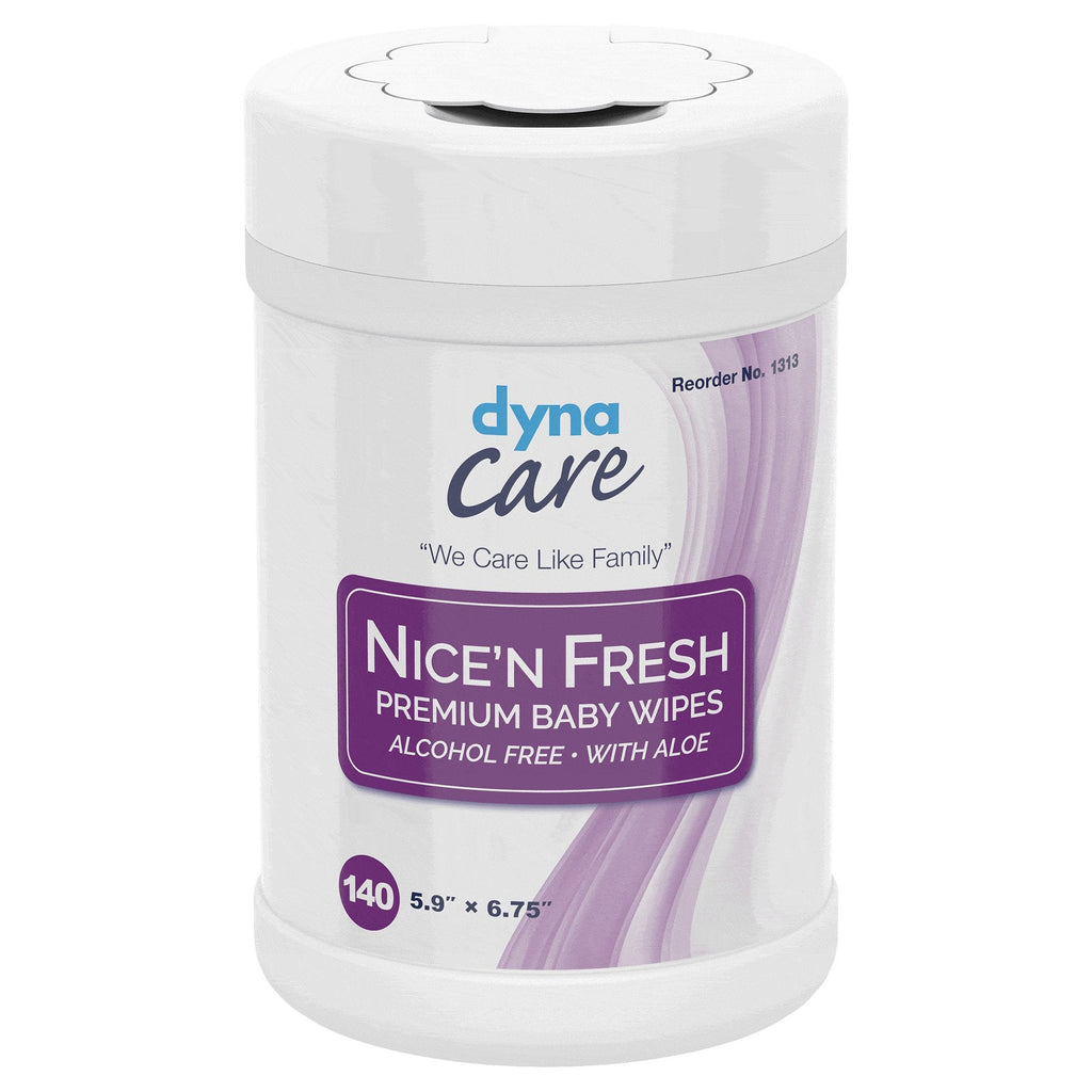 Nice'n Fresh Baby Wipe Canister with 140 Count, Scented, Aloe and Lanolin, Alcohol Free, Spunlace Material, NonSterile