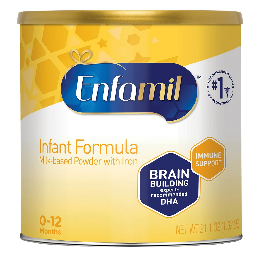 Infant Formula Enfamil® Unflavored Can Powder Iron - 211 oz product in a white can with blue label and measuring scoop on the side 