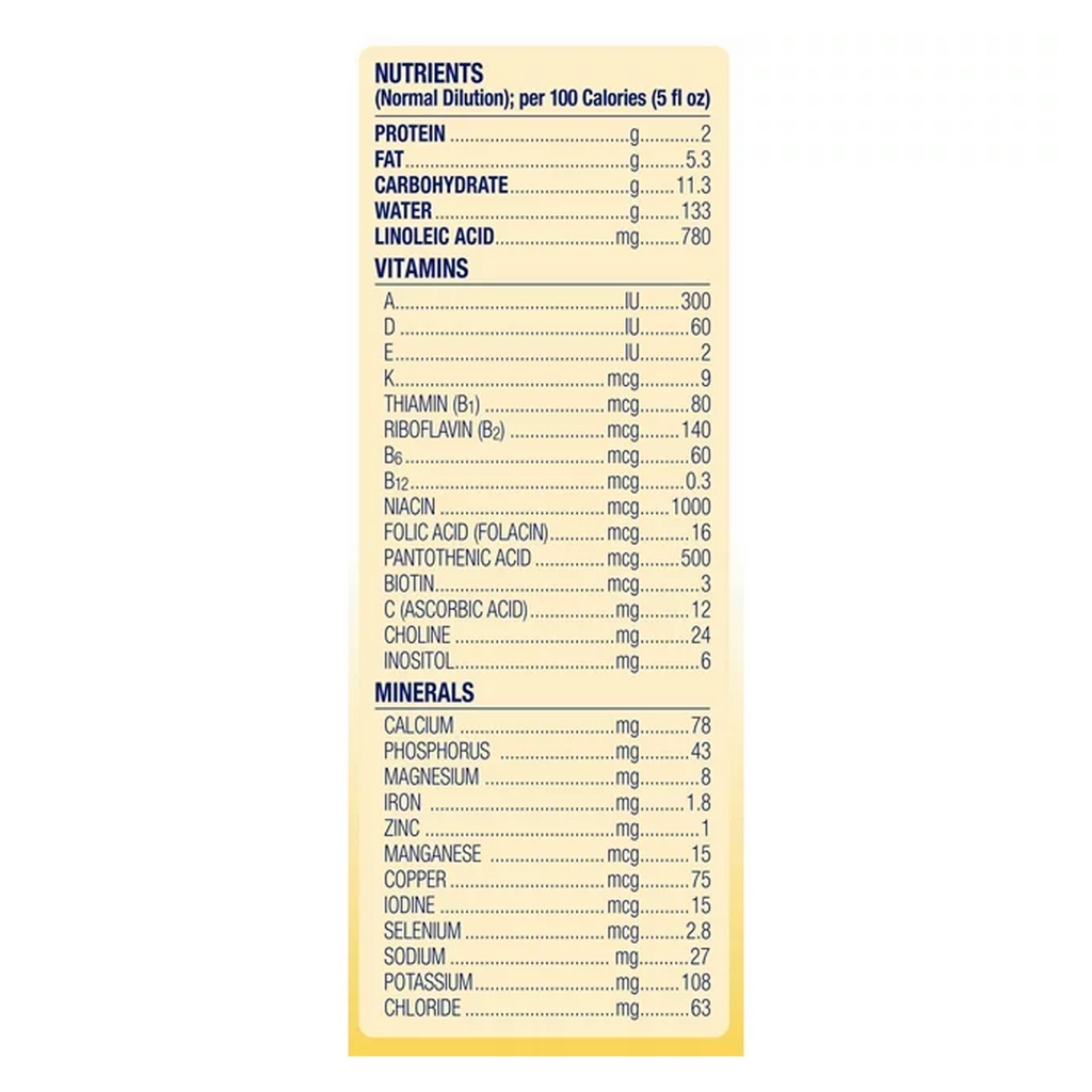  Close up of Infant Formula Enfamil® Unflavored Can Powder Iron - 211 oz with nutritional information and ingredients listed on the packaging