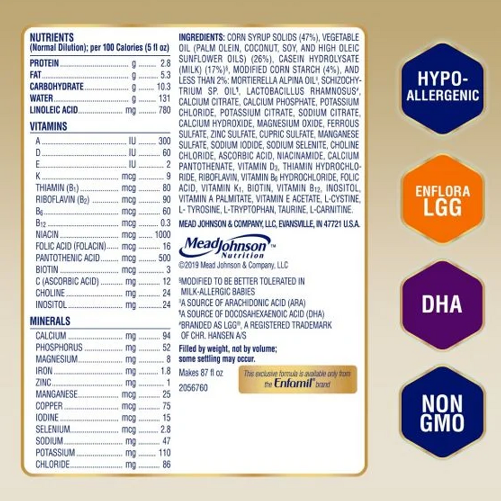  Unflavored and iron-fortified 198 oz Nutramigen® with Probiotic LGG® powder formula